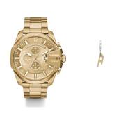 Diesel Hombre Mega Chief Dorado Acero Inoxidable Reloj y Pendientes, Set