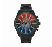 Diesel Hombre Mega Chief Slim, Reloj cronógrafo con Correa de Acero Inoxidable o de Cuero