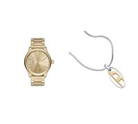 Diesel Hombre Rasp Dorado Acero Inoxidable Reloj y Plateado Collar, Set
