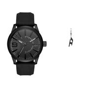 Diesel Hombre Rasp Negro Silicona Reloj y Acero Inoxidable Pendientes, Set
