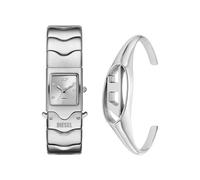 Diesel Hombre Reloj de Acero Inoxidable Plateado Closer y Pulsera D Logo Ovalado, Set