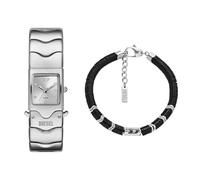 Diesel Hombre Reloj de Acero Inoxidable Plateado Closer y Pulsera D Logo Semipreciosos, Set