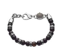 Diesel Pulsera de hombre de cuentas semipreciosas con cierre de langosta, Marrón oscuro