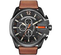 Diesel Mega Chief Series Reloj para hombre, Movimiento cronógrafo con correa de piel, Marrón y negro, 51 mm