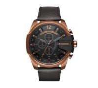 Diesel Mega Chief Series Reloj para hombre, Movimiento cronógrafo con correa de piel, Negro y marrón, 51 mm