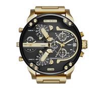 Diesel Mr. Daddy Reloj para hombre, Movimiento multifunción de cuarzo con correa de acero inoxidable, 57 mm, Tono dorado y negro