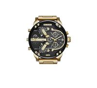 Diesel Mr. Daddy Reloj para hombre, Movimiento multifunción de cuarzo con correa de acero inoxidable, 57 mm, Tono dorado y negro