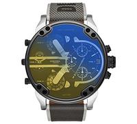 Diesel Mr. Daddy Reloj para Hombre, Movimiento multifunción de cuarzo con correa de piel, sintética o silicona, 57 mm, Gris y tono plata