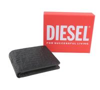 DIESEL PC Monogram Bifold Bolso Cartera Hombre OS Cuero Vaca Negro