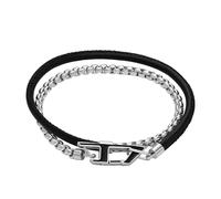 Diesel Pulsera de Cadena para Hombre de Acero Inoxidable, DX1472040, Negro y Tono Plateado