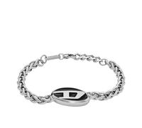 Diesel Pulsera de hombre acero inoxidable 2 tonos con cierre mosquetón plateado y negro