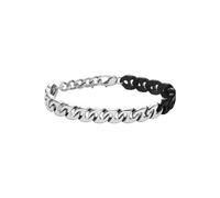 Diesel Pulsera de hombre de acero inoxidable en 2 tonos con cierre de mosquetón, Plata plomo