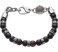 Diesel Pulsera de hombre de cuentas semipreciosas con cierre de langosta, Marrón oscuro