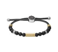 Diesel Pulsera de hombre de cuentas semipreciosas con cierre deslizante, Carbón y tono dorado