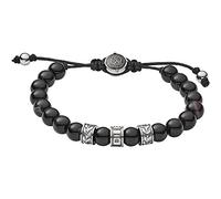 Diesel Pulsera de hombre de cuentas semipreciosas con cierre deslizante, Carbón y tono plateado