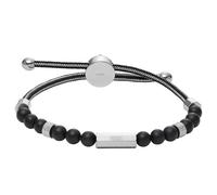 Diesel Pulsera de hombre de cuentas semipreciosas con cierre deslizante, Negro y acero