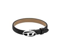 Diesel Pulsera de piel para hombre con cierre de, talla única, Cuero, No es una piedra preciosa, Negro Grasa