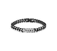 Diesel Pulsera para Hombre de Acero, Longitud: 208mm, Ancho: 7.8mm Plata Pulsera de Acero Inoxidable, DX1386040, Plata Negra Oscura