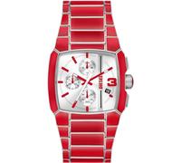 Diesel Reloj Cliffhanger para Hombre, Movimiento cronógrafo de Cuarzo con Correa de Acero Inoxidable o Piel, Rojo y Tono Plateado, 40 mm