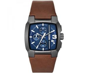 Diesel Reloj Cliffhanger para Hombre, Movimiento cronógrafo de Cuarzo con Correa de Acero Inoxidable o Piel, Marrón y Azul, 40 mm