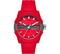 Diesel Reloj Double Up para hombre, Movimiento de cuarzo a tres agujas con correa de silicona, Rojo, 43 mm