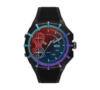 Diesel Reloj Framed para hombre, Movimiento de cuarzo cronógrafo a tres agujas con correa de silicona, acero o piel, Grafito y espectro, 51 mm