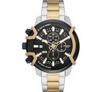 Diesel Reloj Griffed para hombre, Movimiento cronógrafo de cuarzo con correa de acero inoxidable, Tono plateado y negro, 48 mm