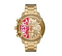 Diesel Reloj Griffed para hombre, Movimiento cronógrafo de cuarzo con correa de acero inoxidable, Tono dorado y rojo, 48 mm