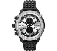 Diesel Reloj Griffed para hombre, Movimiento cronógrafo de cuarzo con correa de piel, Grafito y tono plateado, 48 mm