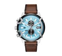 Diesel Reloj Griffed para hombre, Movimiento cronógrafo de cuarzo con correa de piel, Marrón y azul claro, 48 mm