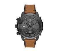 Diesel Reloj Griffed para hombre, Movimiento cronógrafo de cuarzo con correa de piel, Marrón y grafito, 48 mm