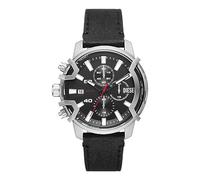 Diesel Reloj Griffed para hombre, Movimiento cronógrafo de cuarzo con correa de piel, Negro y tono plata, 42 mm