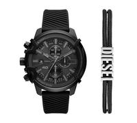 Diesel Reloj Griffed para hombre, Movimiento cronógrafo de cuarzo con correa de silicona, Conjunto negro, 48 mm
