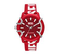 Diesel Reloj Griffed para hombre, Movimiento cronógrafo de cuarzo con correa de silicona, Rojo, 48 mm