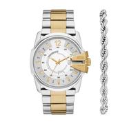 Diesel Master Chief reloj para hombre, movimiento de cuarzo con correa de silicona, acero inoxidable o piel, Tono plateado y tono dorado, 45MM