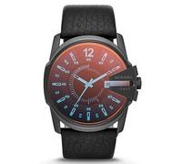 Diesel Reloj Master Chief Series para Hombre, movimiento de fecha a tres agujas con correa de acero inoxidable o piel, Grafito y espectro, 45 mm