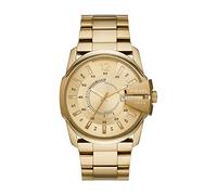 Diesel Reloj Master Chief Series para Hombre, movimiento de fecha a tres agujas con correa de acero inoxidable o piel, Tono Oro, 45 mm