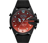 Diesel Reloj Mega Chief para Hombre, movimiento Ana-Digi con correa de silicona, acero inoxidable o piel, 51 mm, Negro y espectro