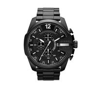 Diesel Reloj Mega Chief para Hombre, Movimiento cronógrafo con correa de acero inoxidable, Negro azabache, 51 mm
