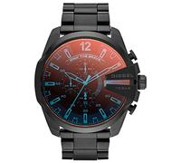 Diesel Reloj Mega Chief para Hombre, Movimiento cronógrafo con correa de acero inoxidable, Negro y espectro, 51 mm