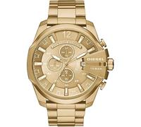 Diesel Reloj Mega Chief para Hombre, Movimiento cronógrafo con correa de acero inoxidable, Tono Oro, 51 mm
