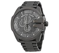 Diesel Reloj Mega Chief para Hombre, Movimiento cronógrafo con correa de acero inoxidable, Tono plateado y gris oscuro, 51 mm