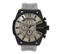 Diesel Reloj Mega Chief para Hombre, Movimiento cronógrafo con correa de silicona o nylon, 51 mm, Gris claro y grafito