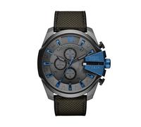 Diesel Reloj Mega Chief para Hombre, Movimiento cronógrafo con Correa de Silicona o sintética