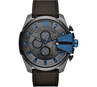 Diesel Reloj Mega Chief para Hombre, Movimiento cronógrafo con correa de silicona o sintética, 51 mm, Grafito y azul