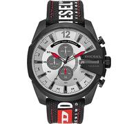 Diesel Reloj Mega Chief para Hombre, Movimiento cronógrafo con correa de silicona o sintética, 51 mm, Negro y gris claro