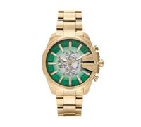 Diesel Reloj Mega Chief Slim para Hombre, Movimiento cronógrafo con Correa de Acero Inoxidable, Tono Dorado y Verde