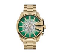 Diesel Reloj Mega Chief Slim para Hombre, Movimiento cronógrafo con Correa de Acero Inoxidable, Tono Dorado y Verde