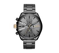 Diesel Reloj MS9 para Hombre, Movimiento cronógrafo de cuarzo con correa de piel, silicona o acero inoxidable, 54 mm, Negro y Gris