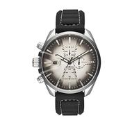 Diesel Reloj MS9 para Hombre, Movimiento cronógrafo de cuarzo con correa de piel, silicona o acero inoxidable, 47 mm, Negro y tono plata
